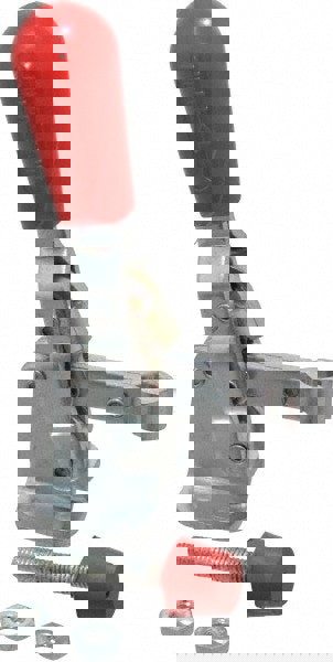 Manual Hold-Down Toggle Clamp: Vertical, 200 lb Capacity, U-Bar, Flanged Base